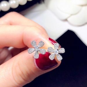 Dainty Silver cherry blossom Stud Earrings